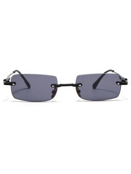 Voyage - Unisex Metal Grey Lens Rectangle Rimless Sunglasses - MG9122 (53)