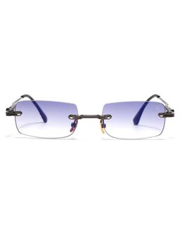 Voyage - Unisex Metal Purple Lens Rectangle Rimless Sunglasses - MG9123 (53)