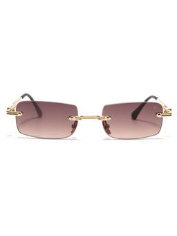 Voyage - Unisex Metal Brown Lens Rectangle Rimless Sunglasses - MG9126 (53)