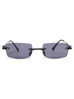 Voyage - Unisex Metal Grey Lens Rectangle Rimless Sunglasses - MG9133 (53)