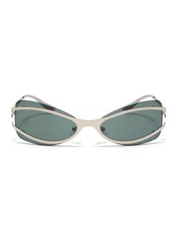 Voyage - Women Metal Green Lens Cat Eye Full Rim Sunglasses - MG9065 (56)