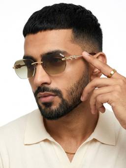 Eyejack - Unisex Metal Olive Lens Hexagon Rimless Sunglasses -GREG_KHAKI_20240 (58)