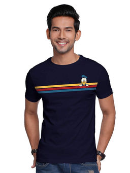 The Souled Store - Men Official Donald Duck Stripes Navy Blue T-shirts