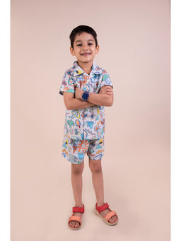 Snuggly Monkey - Multi-Color Summer Aop Shirt with Shorts