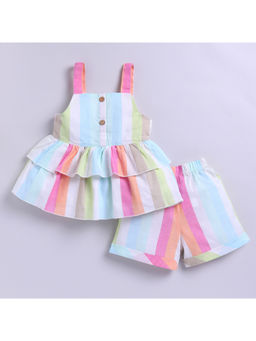 Snuggly Monkey - Multi-Color Striped Top with Shorts