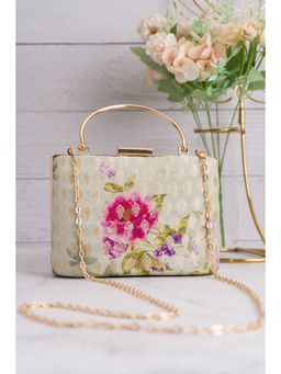 Umay Benaras - Digital Print Weaving Pista Clutch