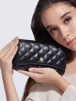 Haute Sauce - Black Textured Structured Sling Bag