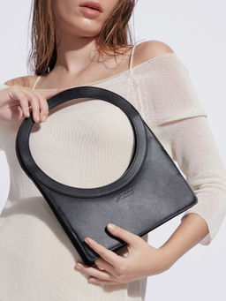 Haute Sauce - Women's The Aureola Shoulder Bag with Detachable Strap - Onyx Black