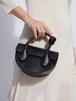 Haute Sauce - Women's The Hanging Knot Hand Bag with Detachable Strap - Onyx Black