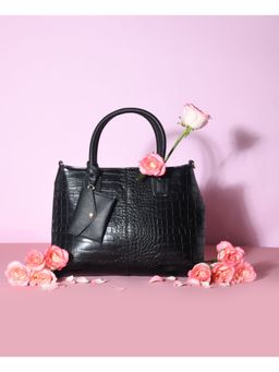 Accessorize London - Caroline Black Patterned Satchel Bag for Women