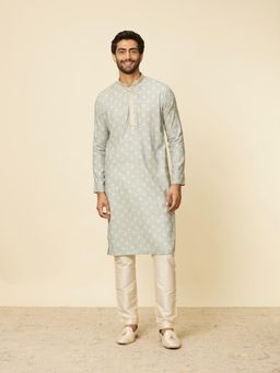 Manyavar - Men Green Cotton Blend Kurta with Pyjama