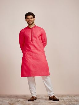 Manyavar - Men Pink Cotton Kurta with Pyjama
