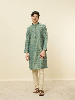 Manyavar - Men Green Art Silk Kurta with Pyjama