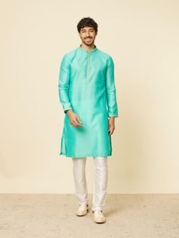Manyavar - Men Green Art Silk Kurta with Pyjama