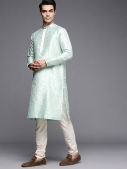Manyavar - Men Green Brocade Kurta with Pyjama