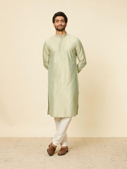 Manyavar - Men Green Viscose Blend Kurta with Pyjama