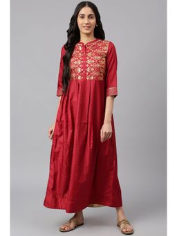 Aurelia - Maroon Embellished Festive Dress