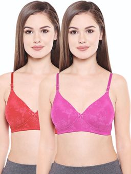 Bodycare - Lightly Padded T-Shirt Bra In Coral-Dark Pink Color (Pack of 2)
