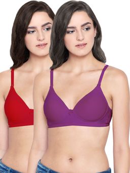 Bodycare - Padded Bra In Red-Wine Color (Pack of 2)