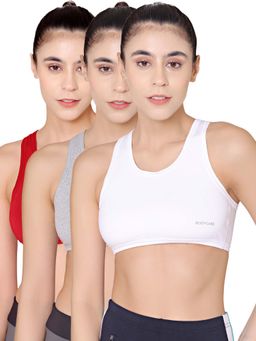 Bodycare - Sports Bra In Maroon-Skin-White Color (Pack of 3)