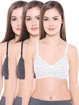 Bodycare - Full Coverage Regular Bra In Black-White Color - Pack Of 3