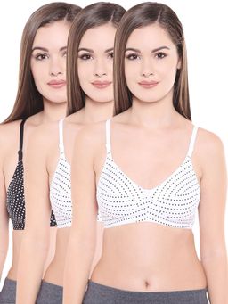 Bodycare - Full Coverage Regular Bra In Black-White Color - Pack Of 3