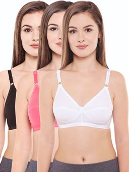 Bodycare - Perfect Coverage Bra In Black-Coral-White Color - Pack Of 3