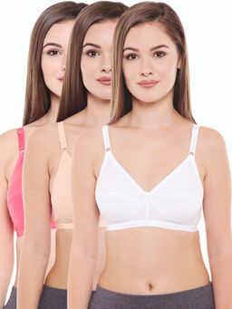 Bodycare - Perfect Coverage Bra In Coral-Dark Peach-White Color - Pack Of 3