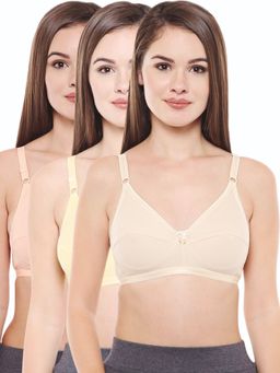 Bodycare - Perfect Coverage Bra In Dark Peach-Light Lemon-Skin Color - Pack Of 3