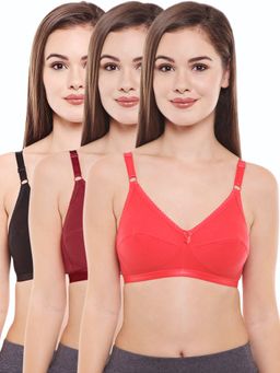 Bodycare - Perfect Coverage Bra In Maroon-Red-Black Color - Pack Of 3