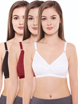 Bodycare - Perfect Coverage Bra In Maroon-Red-White Color - Pack Of 3