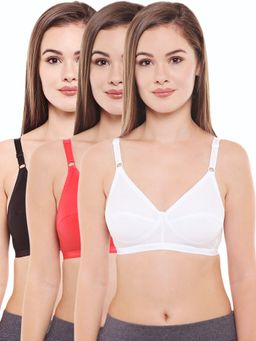 Bodycare - Perfect Coverage Bra In Red-Black-White Color - Pack Of 3