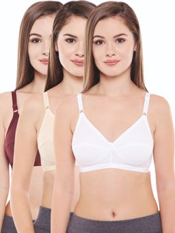 Bodycare - Perfect Coverage Bra In Skin-White-Wine Color - Pack Of 3