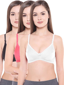 Bodycare - Perfect Coverage Bra In Wine-Coral-White Color - Pack Of 3
