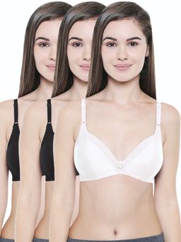 Bodycare - Full Coverage Regular Black-Black-White 3Pcs Bra Combo