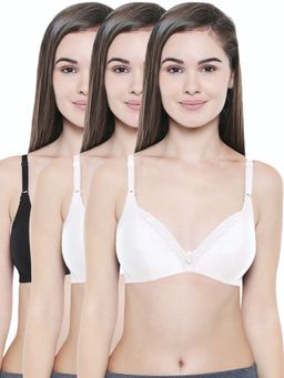 Bodycare - Full Coverage Regular Black-White-White 3Pcs Bra Combo