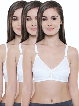 Bodycare - 3Pcs White Premium Comfort Bra Combo In Self Design