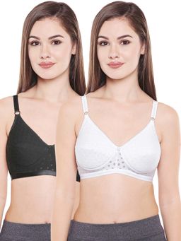 Bodycare - Lightly Padded T-Shirt Bra In Black-White Color - Pack Of 2