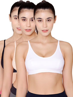 Bodycare - Sports Regular Black-Skin-White - 3Pcs Bra Combo