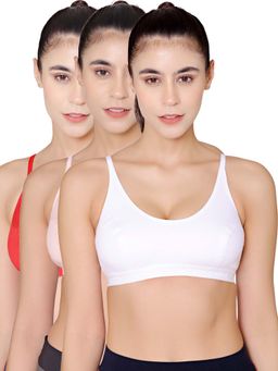 Bodycare - Sports Bra In Pink-Red-White Color - Pack Of 3