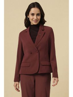 Allen Solly - Women Maroon Regular Fit Blazer