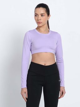 CLOTHWIK - Purple Solid Styled Back Sports Bra