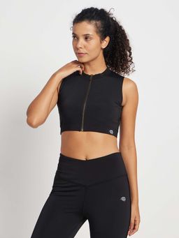 CLOTHWIK - Black Solid Regular Sports Bra