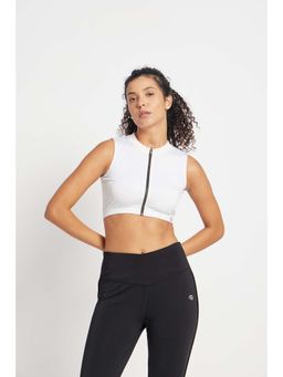 CLOTHWIK - White Solid Regular Sports Bra