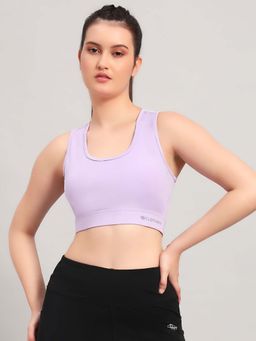 CLOTHWIK - Purple Solid Crisscross Back Sports Bra