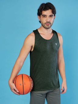 Technosport - Green Solid Regular Tank T-Shirt
