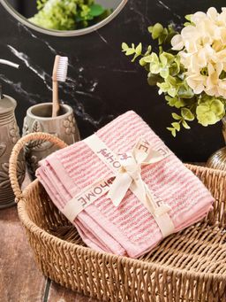 Fabindia - Pink Cotton Pile Face Towel (Pack of 2) (S)