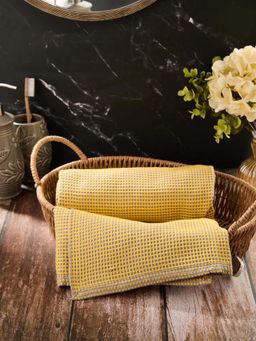 Fabindia - Yellow Cotton Honeycomb Reversible Towel (M)