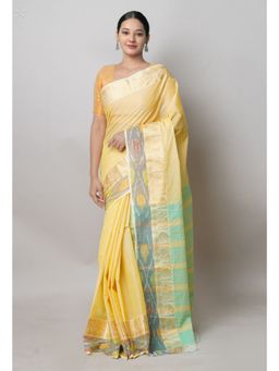 Unnati Silks - Yellow Pure Handloom Narayanpet Cotton Saree with Unstitched Blouse