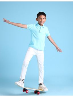 U.S. POLO ASSN. - Solid Plain Blue Half Sleeves Collar Neck Polo T-Shirt